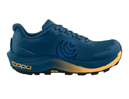 Side view of the blue and orange MTN Racer 4 running shoe.